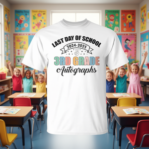 Dernier jour d'école 2024 2025 T-shirt avec autographes de la 3ème année pour la fête de remise des diplômes - Product Image 2
