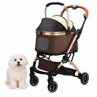 Poussette pliable pour chien et chat, 4 roues, absorption des chocs, cadre en acier carbone, logo personnalisable, couleur OEM, poussette pour animaux de compagnie