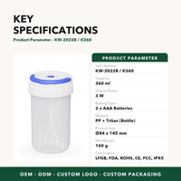 Bouteille shaker électrique 360 ml, gobelet mélangeur automatique de protéines, fonctionne sur piles, sans BPA, bouteille shaker de sport pour la salle de sport, blanc jaune