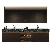 Kabinet Kamar Mandi Mewah Buatan Khusus dengan Wastafel Ganda, Desain Modern, Kombinasi Wastafel Pintar