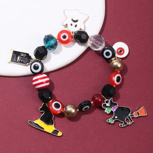 Nouveau drôle citrouille mauvais yeux Chaem Bracelet Multi couleur perles de cristal araignée citrouille Bracelet Halloween Bracelet à breloques - Product Image 6