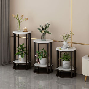 Soporte para Plantas de Madera Maciza Estilo Italiano con Textura de Losa de Roca, Estante de Almacenamiento para Plantas de Salón - Product Image 4