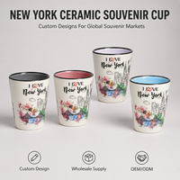 Tasses en céramique souvenirs touristiques de New York, États-Unis – Design moderne, petites tasses à vin en céramique, verres à shot en grès – Personnalisation OEM/ODM, vente en gros