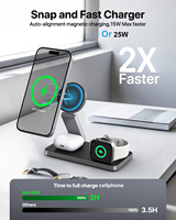 Station de charge Anfuyou OEM ODM en alliage d'aluminium T8 3-en-1 pour téléphone, montre et écouteurs, chargeur sans fil magnétique rapide 15W 25W