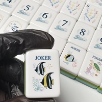 Set Mahjong Akrilik Trendi Ubin Mahjong Amerika Bergaya Pantai untuk Pesta Mahjong di Resort