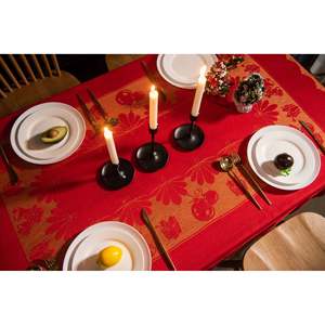 Halloween <b>Tablecloth</b> <b>Rectangle</b> Polyester Lace Reusable Party Decoration Adult Hotel Use Red And Black - Product Image 5