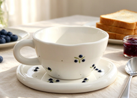Tasse à café en porcelaine à motif cerise sous glaçure, tasse esthétique mignonne pour la décoration de table à la maison