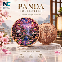 Pièce de monnaie Panda personnalisée, pièce commémorative en alliage de zinc et cuivre massif avec boîte de présentation en acrylique pour cadeaux