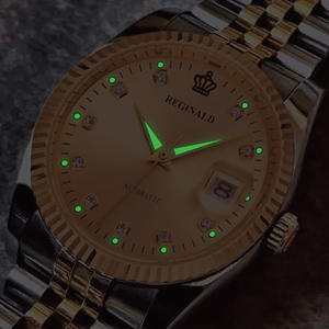 Reloj mecánico automático con calendario retro, elegante correa de acero, esfera con incrustaciones de diamantes, reloj de hombre resistente al agua - Product Image 5