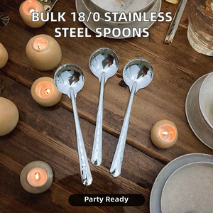 Juego de Cucharas Modernas de Acero Inoxidable 18/0, Ecológicas, Plateadas, con Mango Largo, para Hogar y Restaurante, Venta al Por Mayor a Precio Económico - Product Image 1