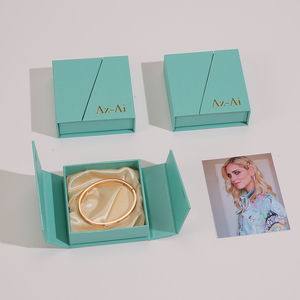 Nouvelle boîte à bijoux magnétique à double ouverture, personnalisable avec logo, écologique, recyclable, en carton, avec sac en papier - Product Image 3