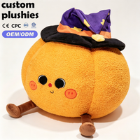 Peluche Citrouille d'Halloween Personnalisée en Usine avec Chapeau de Sorcière, Peluche Citrouille Kawaii de Dessin Animé pour Décoration de Fêtes