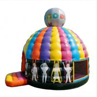 Dôme Disco Gonflable Château de Rebond Thème Enfants Balle Disco Rayures Arc-en-ciel Matériau PVC Écologique Commercial
