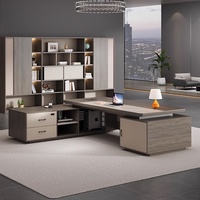 Bureau de direction moderne en forme de L, en bois, minimaliste, tailles et couleurs personnalisables, armoire latérale, mobilier de bureau
