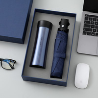 Set de Regalo Corporativo 3 en 1 con Logotipo Personalizado: Vaso, Batería Externa y Paraguas, Kit Promocional Ejecutivo de Lujo con Caja de Regalo