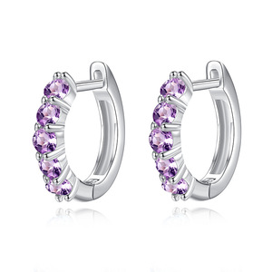 9 Boucles d'oreilles créoles minimalistes pavées de pierres naturelles de 2,5 mm en argent sterling 925, bijoux pour femme à porter au quotidien - Product Image 1