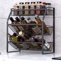 Handy Home Rack de rangement de cuisine à trois niveaux Matériel de fil Bouteille d'assaisonnement Épice Gadget Organisateur Support de type debout