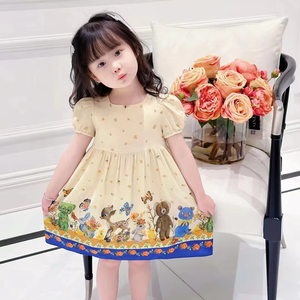 Robe de demoiselle d'honneur décontractée et élégante à manches courtes pour bébés filles, nouvelle collection, haute qualité, style OEM, motif denim décoratif - Product Image 1