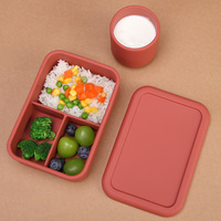 Boîte à lunch Bento en silicone à 3 compartiments anti-fuite pour enfants Boîtes à lunch avec couvercle