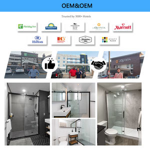 ห้องอาบน้ำแบบกระจกนิรภัยไร้กรอบพร้อม<span class=keywords><strong>ประตู</strong></span><span class=keywords><strong>บาน</strong></span><span class=keywords><strong>เลื่อน</strong></span>สแตนเลสแบบปิดนุ่มนวลสำหรับโรงแรม รุ่นดับเบิ้ลบายพาส - Product Image 6