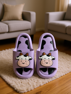 H012 Pantofole a Forma di Mucca Viola, Antiscivolo, Tomaia in PVC, Suola Intermedia in EVA, per Tutte le Stagioni, da Indossare in Casa - Product Image 2