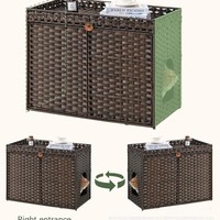 Enclos et maison pour chat en rotin tressé à la main avec design dissimulé et 2 crochets en S pour salon et chambre