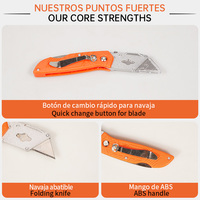 Couteau pliant intelligent FUMETAX, manche en aluminium, fermeture à glissière, bouton de changement rapide, clip de poche, 5 lames en acier