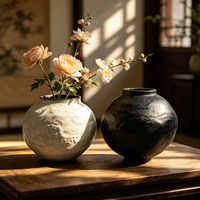 Vase en céramique vintage Wabi-Sabi de Jingdezhen, style antique, pour la décoration de la maison, de l'hôtel, du salon, de la salle de thé, arrangement floral
