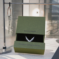 Boîte cadeau en papier recyclable Olive à deux compartiments avec plateau coulissant, impression personnalisée pour bijoux et vente en gros
