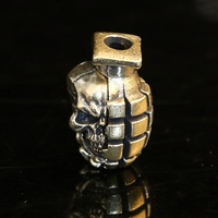 Perles de couteau en laiton bicolores motif crâne et grenade, pendentifs pour bracelets tressés et cordons EDC DIY, accessoires de suspension pour outils d'extérieur, fidget spinners métalliques