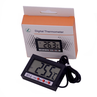 ST-2 termometer Digital, pengukur temperatur Digital LCD in and Out Celcius/Fahrenheit dengan Sensor Probe untuk Freezer kulkas