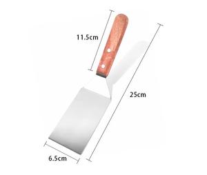 9 10 Inch Stainless Steel BBQ Kitchen Cooking Shovel <strong>Pancake</strong> Spatula with Wooden Handle Turner Scraper for <strong>Pie</strong> - Product Image 6