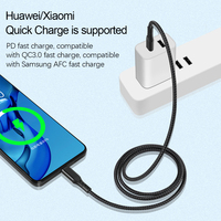 Cable USB Tipo C a C de 65W 60W, 3.25A, Cable de Datos de Carga Rápida, Cable Trenzado de Nailon Tipo C2C, Carga Rápida PD para MacBook o Laptop
