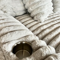 PZ HOME Canapé d'Angle de Luxe en Forme de L Très Douillet avec Méridienne pour Salon en Tissu Velours Côtelé Doux