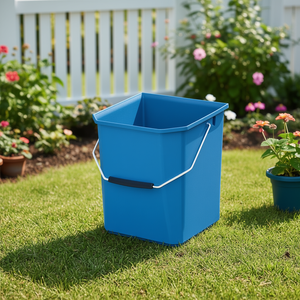 Seau carré en plastique bleu 25 L avec poignée pour le nettoyage et le rangement - Product Image 3