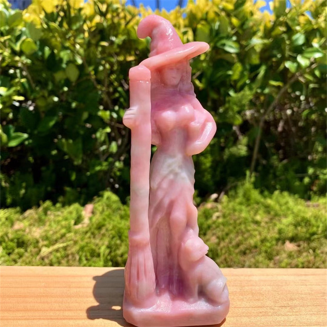 Wholesale Natural Carving Crystal and Stone Crafts Witch Figures for Decorations