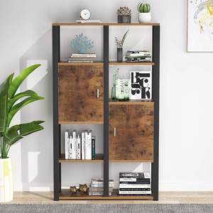 Estantería Invisible de Metal Industrial moderna, estante de <span class=keywords><strong>libros</strong></span> abierto de Historia de esquina, de 3 niveles de hierro Mdf estante de almacenamiento, estantería con dos puertas - Product Image 2