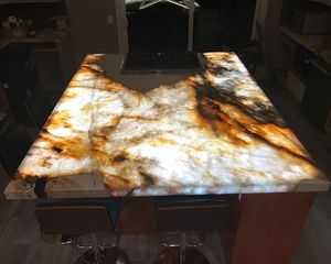 Lumineux Patagonie <span class=keywords><strong>Marbre</strong></span> <span class=keywords><strong>Cuisine</strong></span> Île <span class=keywords><strong>Bar</strong></span> Comptoir Translucide Rougeoyant Salle À Manger Meubles Fond Caractéristique Carrelage Mural - Product Image 6