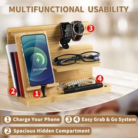 Organisateur de table de chevet en bois avec support de charge de téléphone portable accessoire de bureau et de tiroir pour Station d'accueil de bureau à domicile table de chevet