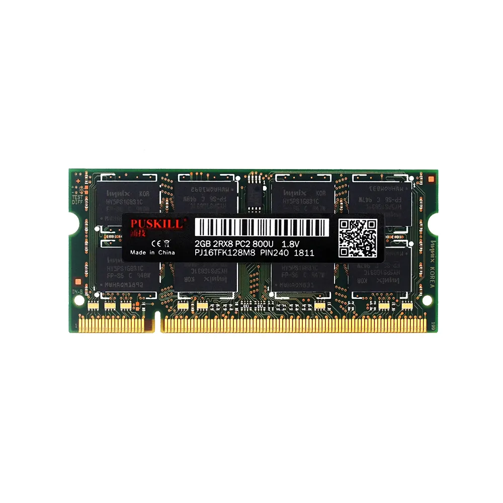 卸売コンピュータ部品sodimm ddr ddr2 2GB 800MHz PC2 6400ラップトップRAMメモリ