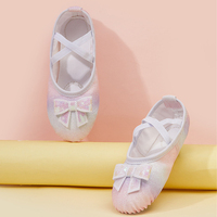 Chaussons de danse BW69 à nœud papillon pour enfants, dégradé de couleurs, semelle souple, patte de chat, pour filles, entraînement et spectacle, vente en gros