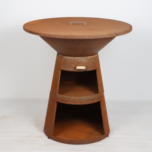 Brasero Plancha de Patio 2026 Élégant et Simple à Structure KD, en Acier Corten Durable, avec Bac à Bois et Rangement pour <span class=keywords><strong>Bûches</strong></span> - Product Image 5