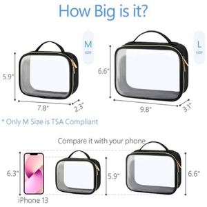 Vente en gros de trousse de toilette de voyage en PVC transparent imperméable à l'eau, ensemble de 2 pièces, avec logo personnalisé - Product Image 3