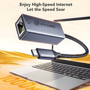 Convertisseur Ethernet SYONG TYPE C, adaptateur USB C vers LAN 1 Gbps, hub USB (Thunderbolt 4/3) vers dongle réseau RJ45, pour <span class=keywords><strong>MacBook</strong></span> - Product Image 4