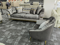 Winforce Mobilier design moderne Ensemble de canapés gris clair en velours élégant à la mode Dossier de luxe Canapé 3 places pour salon
