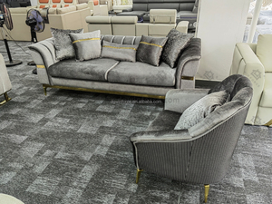 Winforce muebles <span class=keywords><strong>de</strong></span> diseño moderno terciopelo gris claro elegante moda sofá conjunto <span class=keywords><strong>respaldo</strong></span> <span class=keywords><strong>de</strong></span> lujo 3 plazas sala <span class=keywords><strong>de</strong></span> estar sofá - Product Image 6