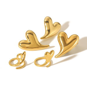 Heart Shape <b>Ring</b> For Women 18k Gold Plated Stainless Steel <b>Adjustable</b> Fingertip Jewelry Gift Yiwu Origin TR4294 - Product Image 5