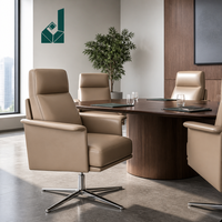 Chaise de bureau de direction de luxe en cuir à dossier haut, pivotante, avec base métallique, pour PDG, directeur, bureau, lieu de travail, salle de conférence