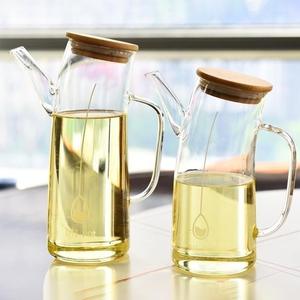 وعاء زيت زجاجي كبير مانع للتسرب لتوابل المطبخ وصلصة الصويا والخل، حاوية طعام مع خزان زيت - Product Image 2