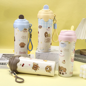 Stainless Steel Tumbler Ice Cream Design 500Ml Insulated Portable Water <b>Bottle</b> For Students School Use - Product Image 1